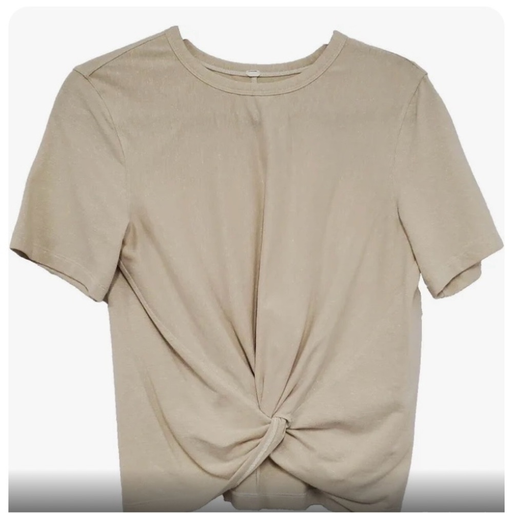 NWOT Lululemon Tops | Lululemon Twist Front Cropped Tee 6 Gold Metallic